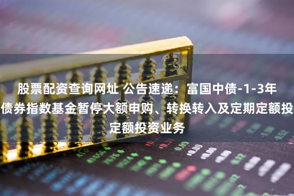 股票配资查询网址 公告速递：富国中债-1-3年国开行债券指数基金暂停大额申购、转换转入及定期定额投资业务